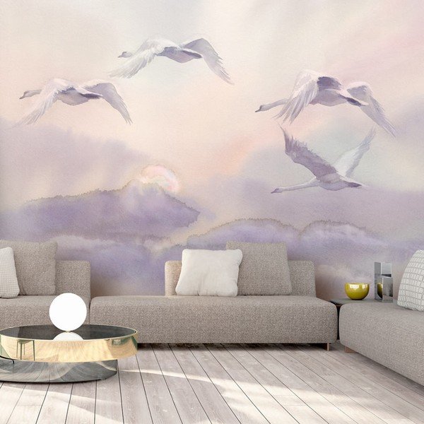 Didelio formato tapetai Artgeist Flying Swans, 200 x 140 cm-image-1
