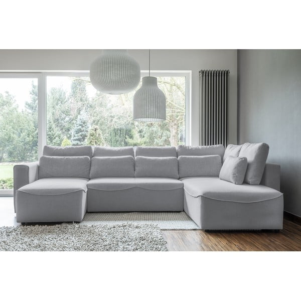 Šviesiai pilka kampinė sofa-lova (U formos) Homely Tommy - Miuform-image-1