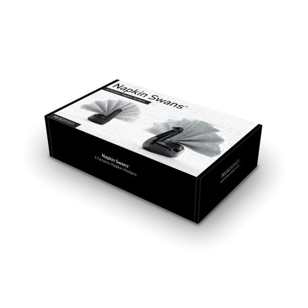 Keraminių servetėlių laikiklių rinkinys, Servetėlių gulbė 6 vnt., baltas-image-3