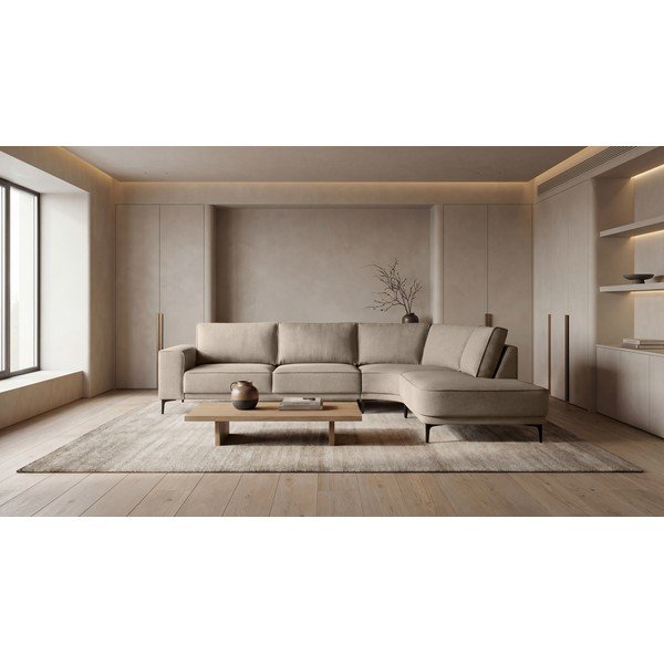 Kampinė sofa šviesiai rudos spalvos (su dešiniuoju kampu) Copenhagen – Scandic-image-1