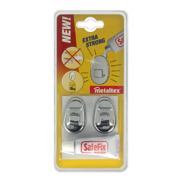 2 kabliukų ir klijų rinkinys Metaltex Silver-image-2