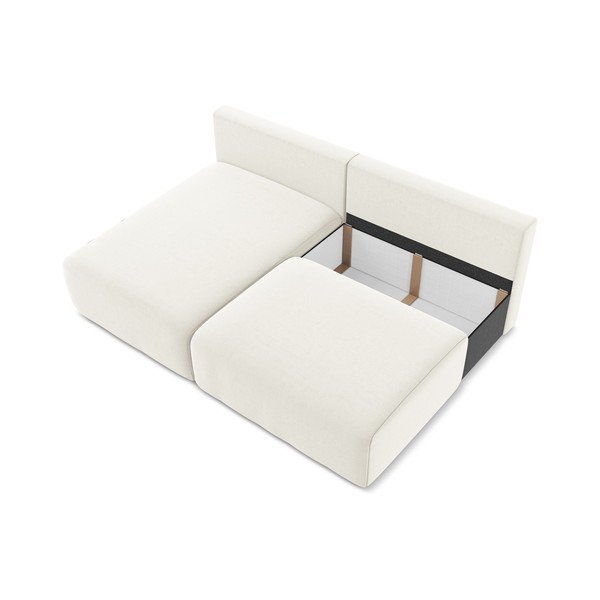 Kreminės spalvos sulankstoma/su sandėliavimo vieta kampinė sofa iš velveto (su kairiuoju kampu/su gultu) Kalena – Makamii-image-4