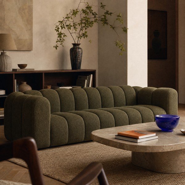 Žalios spalvos sofa iš šenilinio audinio 290 cm Lupine – Micadoni -image-3