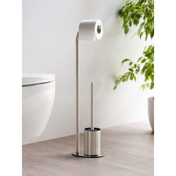 Matinės sidabrinės spalvos iš nerūdijančio plieno tualetinio popieriaus laikiklis šepečio stovas Levante – Wenko-image-2