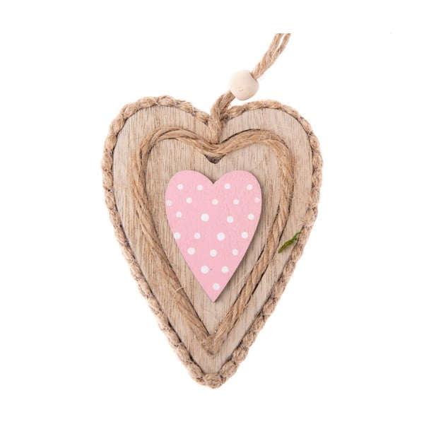 Rožinė medinė dekoratyvinė kabanti širdis Dakls Rožinė širdis