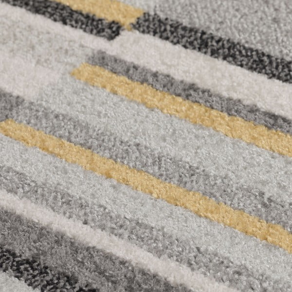 Pilkos ir geltonos spalvos kilimas "Flair Rugs Urban Lines", 60 x 220 cm