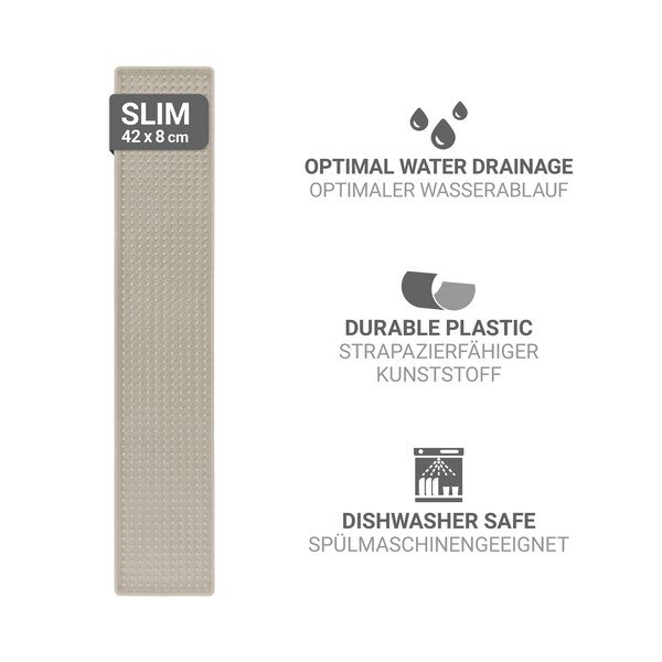 Smėlio spalvos iš plastiko indų džiovinimo padėkliukas 42x8 cm Slim – Wenko-image-4