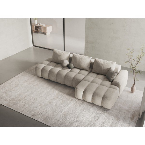 Smėlio spalvos sulankstoma/su sandėliavimo vieta kampinė sofa (su dešiniuoju kampu/su gultu) Linz – Cosmopolitan Design-image-1