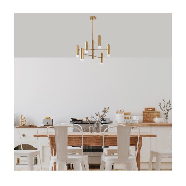 Auksinės spalvos kabantis šviestuvas su metaliniu gaubtu Gharib – Opviq lights-image-4