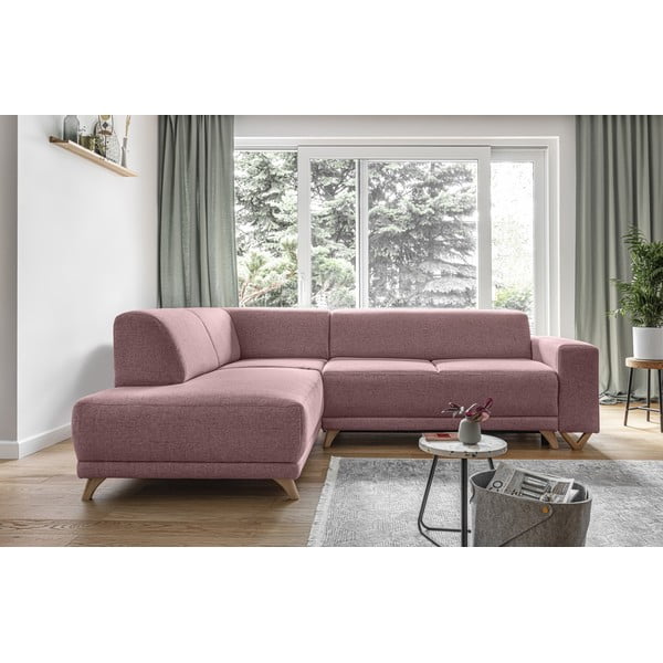 Rožinės spalvos sulankstoma/su sandėliavimo vieta kampinė sofa (su kairiuoju kampu/„L“ formos) Classy Sophie – Miuform-image-1
