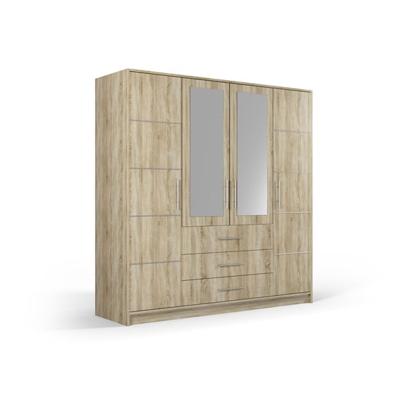 Ąžuolinė spinta su veidrodžiu 196x200 cm Derry - Cosmopolitan Design-image-2