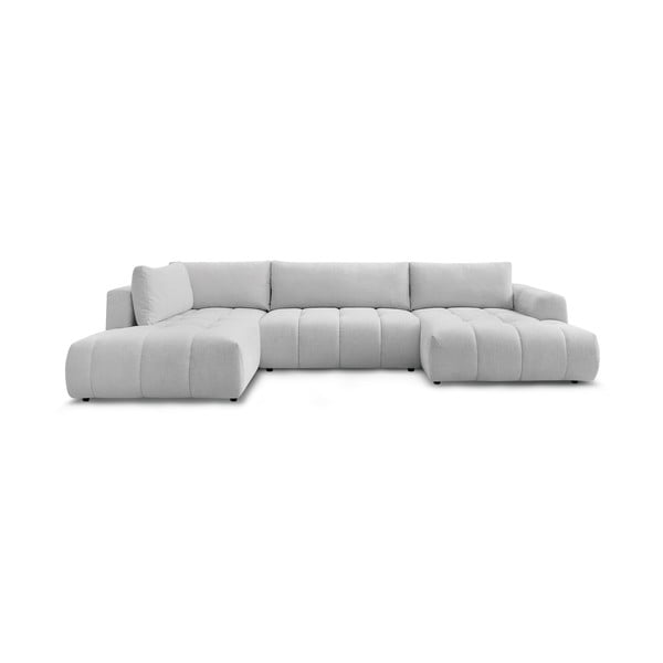 Šviesiai pilkos spalvos sulankstoma/su sandėliavimo vieta kampinė sofa (su kairiuoju kampu/„U“ formos) Fuji – Bobochic Paris