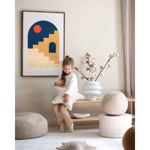 Kreminės spalvos iš boucle vaikiškas pufas – Wigiwama-image-3