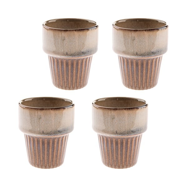 Smėlio spalvos iš akmens masės puodeliai 4 vnt. espreso 100 ml Tone – Dakls