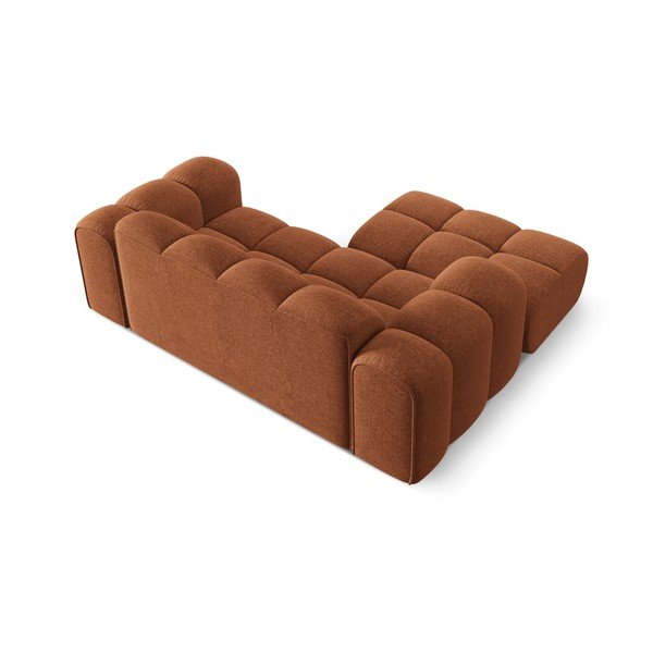 Terakotos spalvos iš šenilinio audinio kampinė sofa (su kairiuoju kampu/su gultu) Treno – Cosmopolitan Design-image-3