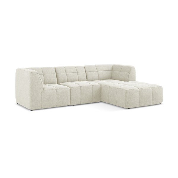 Smėlio spalvos kampinė sofa iš boucle (su dešiniuoju kampu/su gultu) Aloha – Makamii-image-2