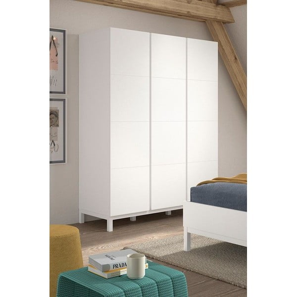 Baltos spalvos vaikiška spinta 149x196x58 cm Eva – Vipack-image-1