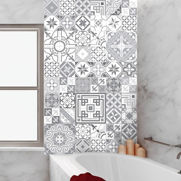 60 sieninių lipdukų rinkinys Ambiance Vintage Design Shade of Gray, 10 x 10 cm-image-1