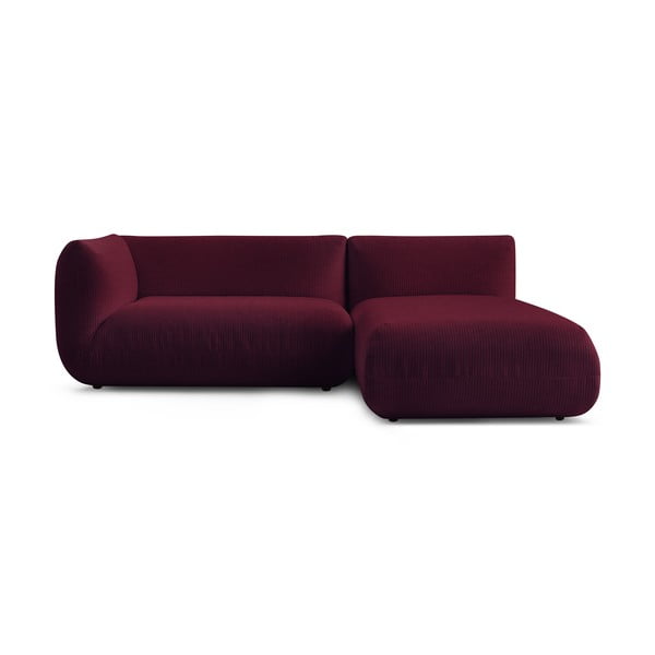 Bordo spalvos velvetinė kampinė sofa (dešinysis kampas) Lecomte - Bobochic Paris