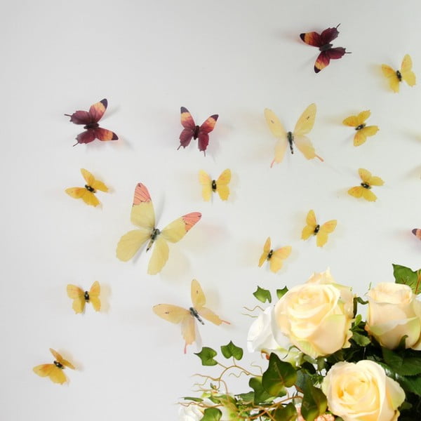 18 lipnių 3D lipdukų rinkinys Ambiance Butterflies Yellow-image-1