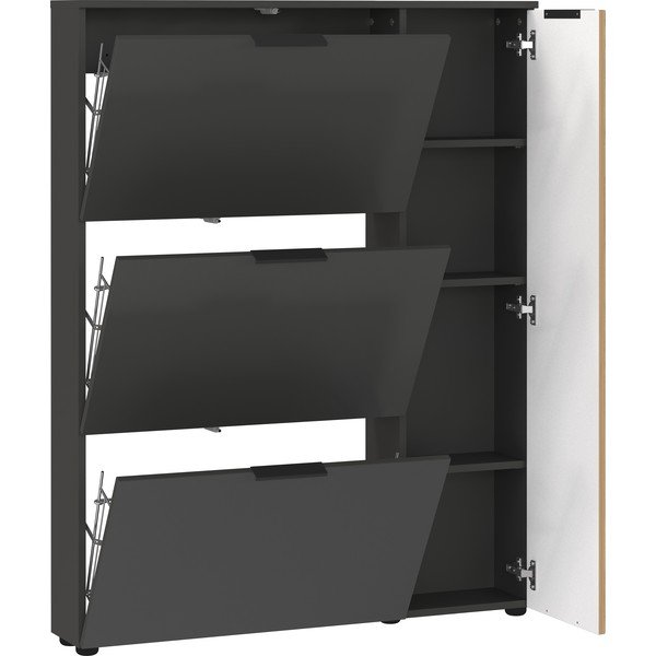 Antracito spalvos/natūralios spalvos atlenkiama spintelė batams iš ąžuolo 101x129x19 cm Gibisa – Germania-image-3