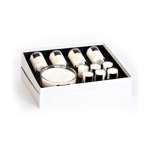 11 vanilės ir tonkos pupelių kvapo žvakių dovanų rinkinys "Bahoma London Romance", dega 30 valandų