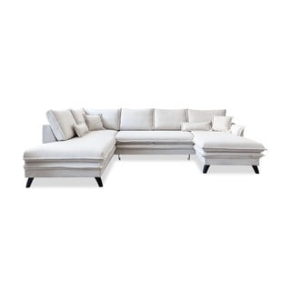 Šviesiai smėlio spalvos U formos sofa-lova Miuform Charming Charlie, kairysis kampas