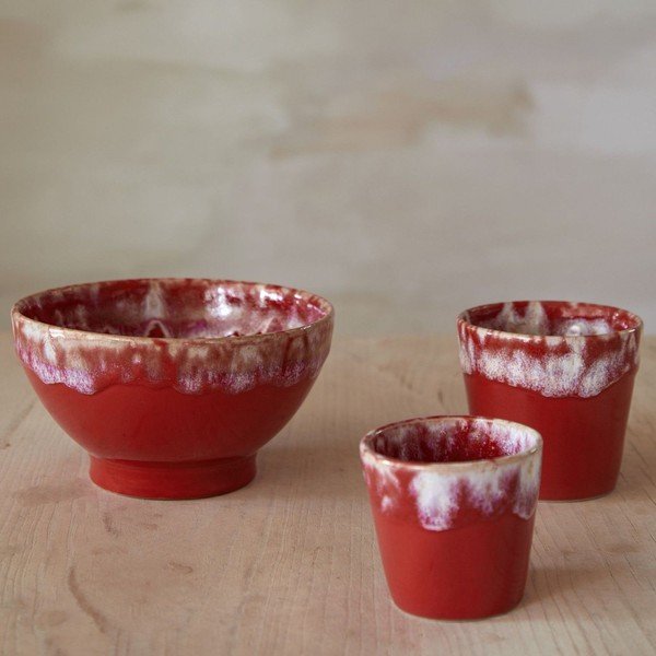 Dubenys iš akmens masės raudonos spalvos 4 vnt. ø 15 cm Latte – Costa Nova-image-1