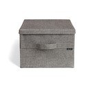 Pilkos spalvos iš tekstilės daiktadėžė su dangčiu 36x46x25 cm Soft Storage Large – Bigso