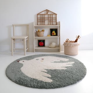Vaikiškas kilimas šviesiai žalios spalvos ø120 cm Bohemian Bird Aqua – Nattiot