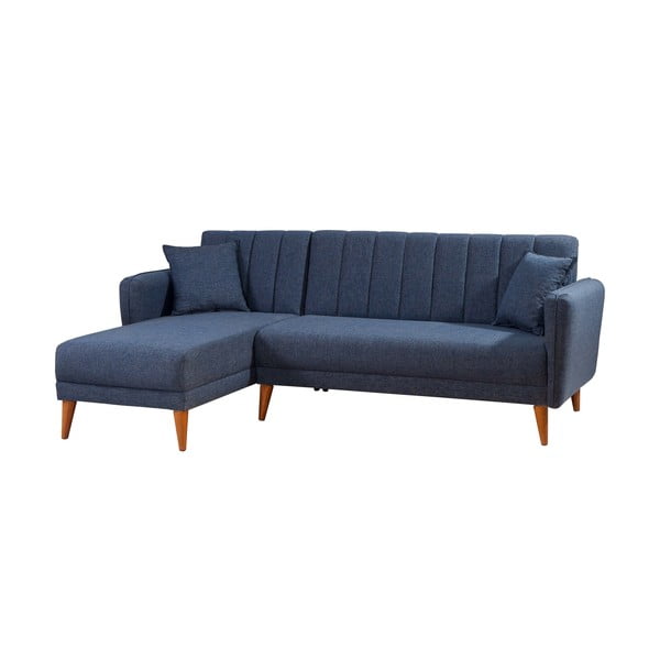 Sulankstoma kampinė sofa mėlynos spalvos (su kairiuoju kampu) Aqua – Balcab Home