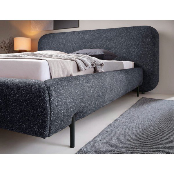 Mėlynos spalvos dvigulė lova dengta audiniu su sandėliavimo vieta su lovos grotelėmis 180x200 cm Pointt – ELTAP-image-4