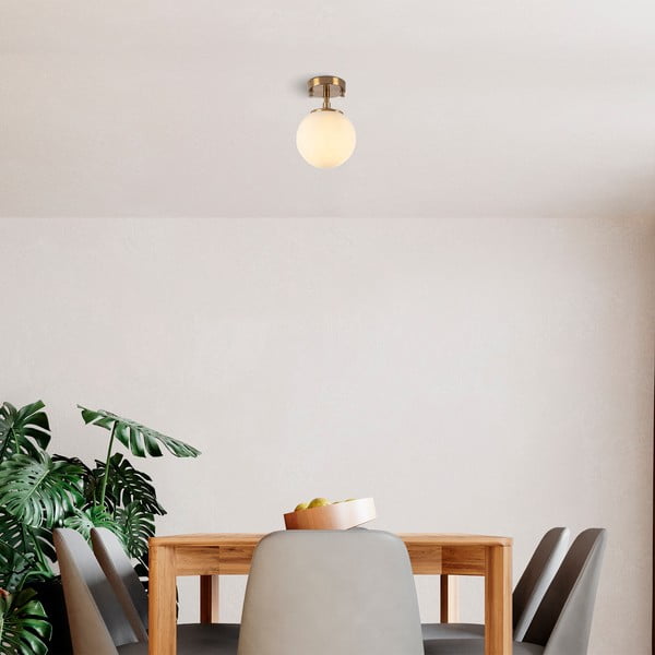 Baltos spalvos/žalvario spalvos lubinis šviestuvas ø 15 cm su stiklo gaubtu Atmaca – Opviq lights-image-1