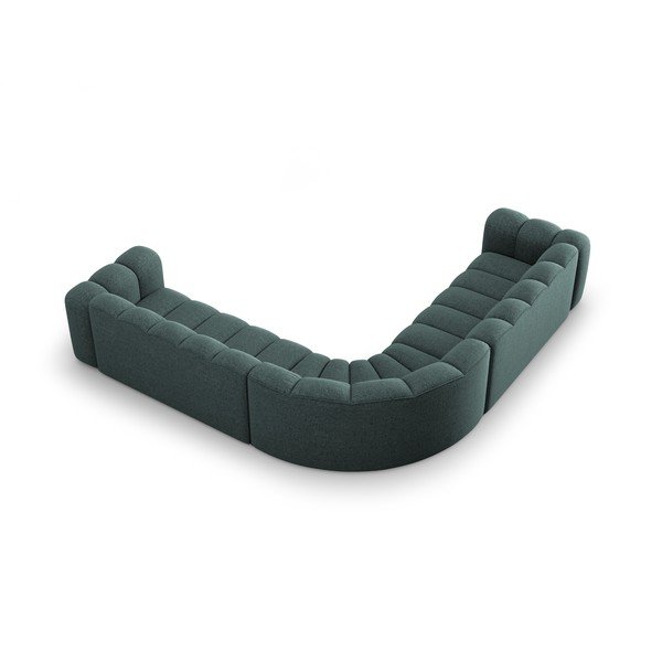 Turkio spalvos iš šenilinio audinio modulinė kampinė sofa Lupine – Micadoni -image-3