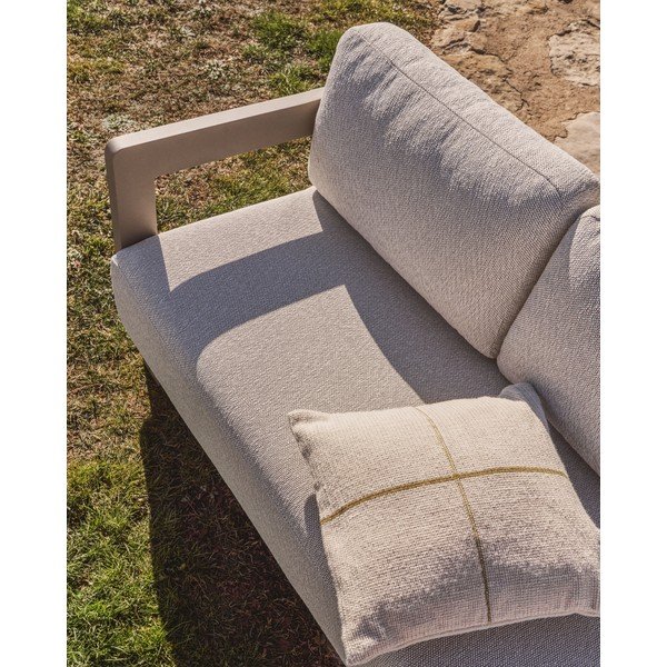 Smėlio spalvos/taupe spalvos iš aliuminio sodo poilsio baldų komplektas 3 žmonėms Nerano – Kave Home-image-2
