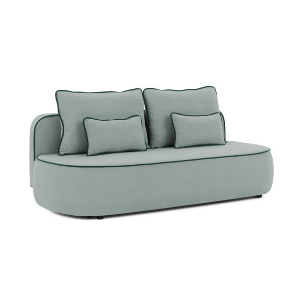 Smaragdinės spalvos/pilkai mėlynos spalvos sulankstoma/su sandėliavimo vieta vaikiška sofa iš velveto 210 cm Saga – Ropez