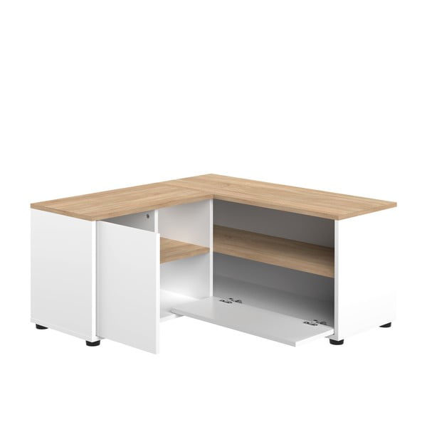 TV spintelė baltos spalvos/natūralios spalvos iš ąžuolo 90x45 cm Angle – TemaHome-image-2