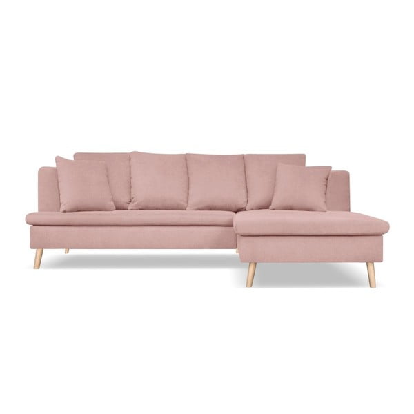 Šviesiai rausva sofa keturiems asmenims su šezlongu dešinėje pusėje Cosmopolitan Design Newport