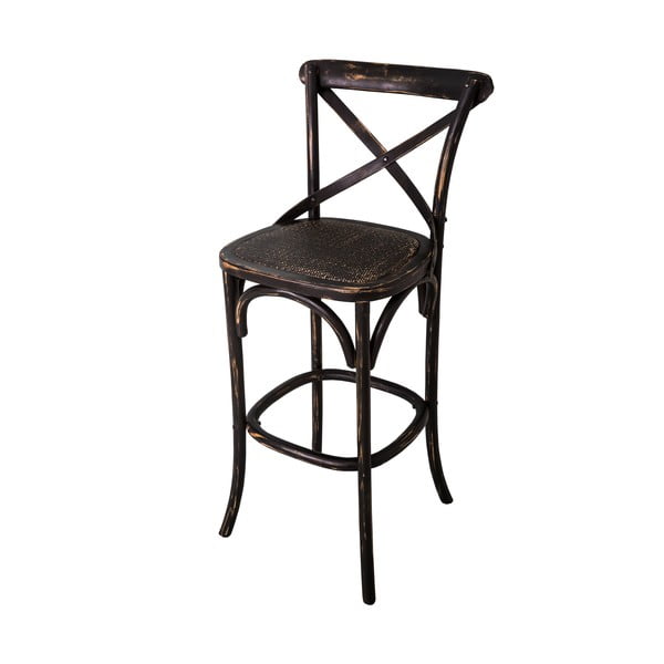 Iš guobos masyvo baro taburetė juodos spalvos (sėdynės aukštis 78 cm) – Antic Line