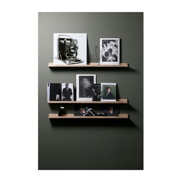 Iš ąžuolo masyvo sieninė lentyna natūralios spalvos paveikslėliams 120 cm Studio – WOOOD-image-3