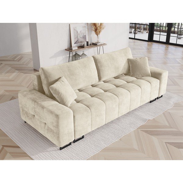 Smėlio spalvos iš velveto sulankstoma/su sandėliavimo vieta sofa 250 cm Wicklow – Cosmopolitan Design-image-1