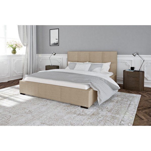 Smėlio spalvos dvigulė lova su grotelėmis ir vieta daiktams Guy Laroche Home Fascination, 180 x 200 cm-image-1
