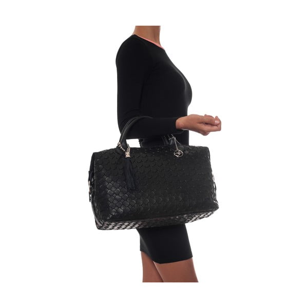 Juodos spalvos odinė rankinė "Carola-image-4