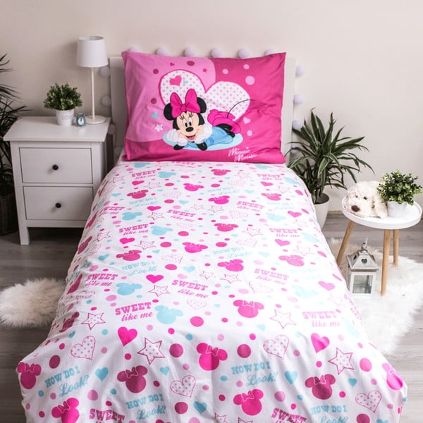 Viengulė vaikiška patalynė iš mikropluošto 140x200 cm Minnie Sweet Like Me – Jerry Fabrics-image-2