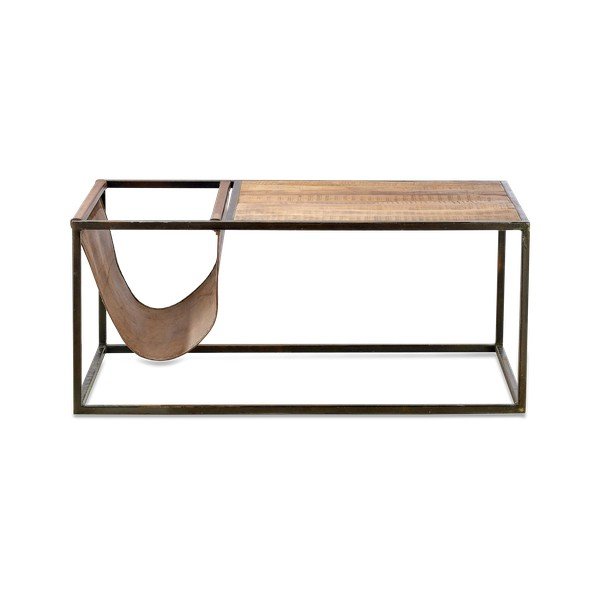 "Nkuku Alera" mango medžio ir odos kavos staliukas