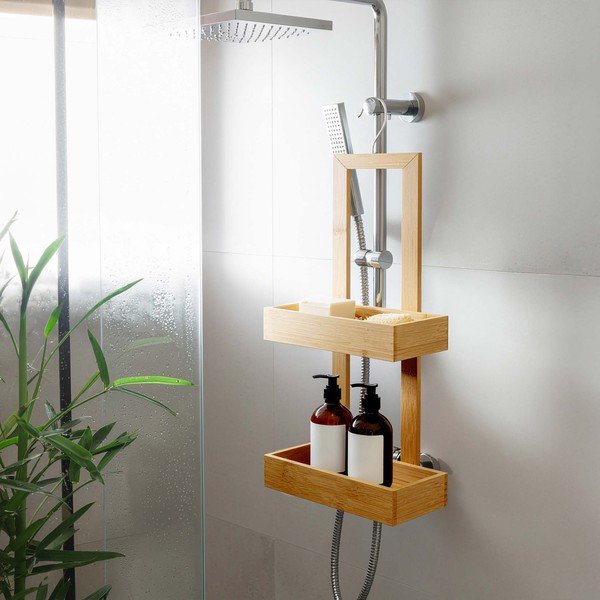 Pakabinama natūralios spalvos iš bambuko vonios lentyna Hanoi – douceur d'intérieur-image-1