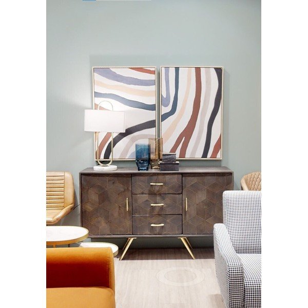 Paveikslai su rėmeliu/tapyba ant drobės 2 vnt. 63x93 cm Astratto – Premier Housewares-image-2