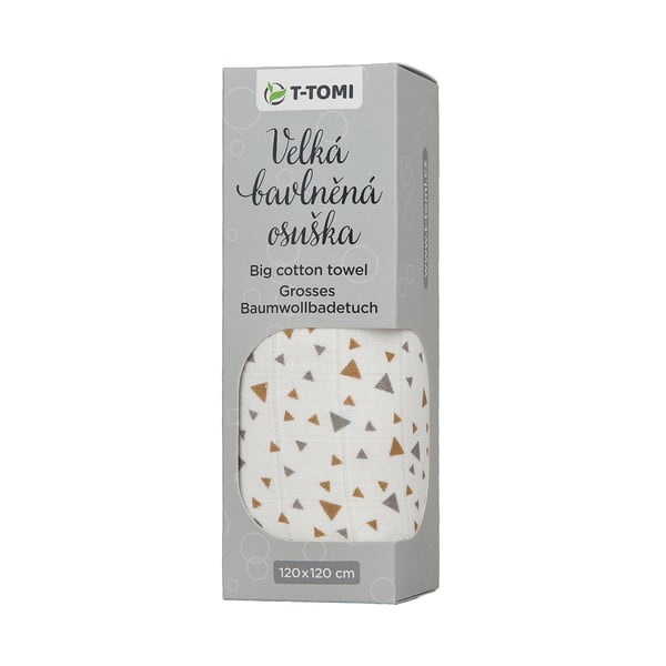 Vaikiškas medvilninis rankšluostis T-TOMI Tetra Beige Triangles, 120 x 120 cm-image-1