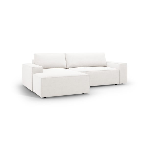 Iš boucle sulankstoma kampinė sofa baltos spalvos (su kairiuoju kampu) Jodie – Micadoni Home-image-2