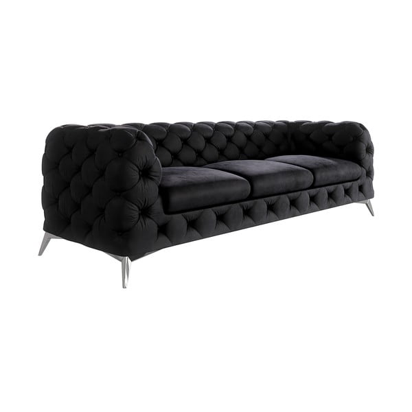 Juodos spalvos iš velveto sofa 243 cm Chelsea – Ropez-image-1